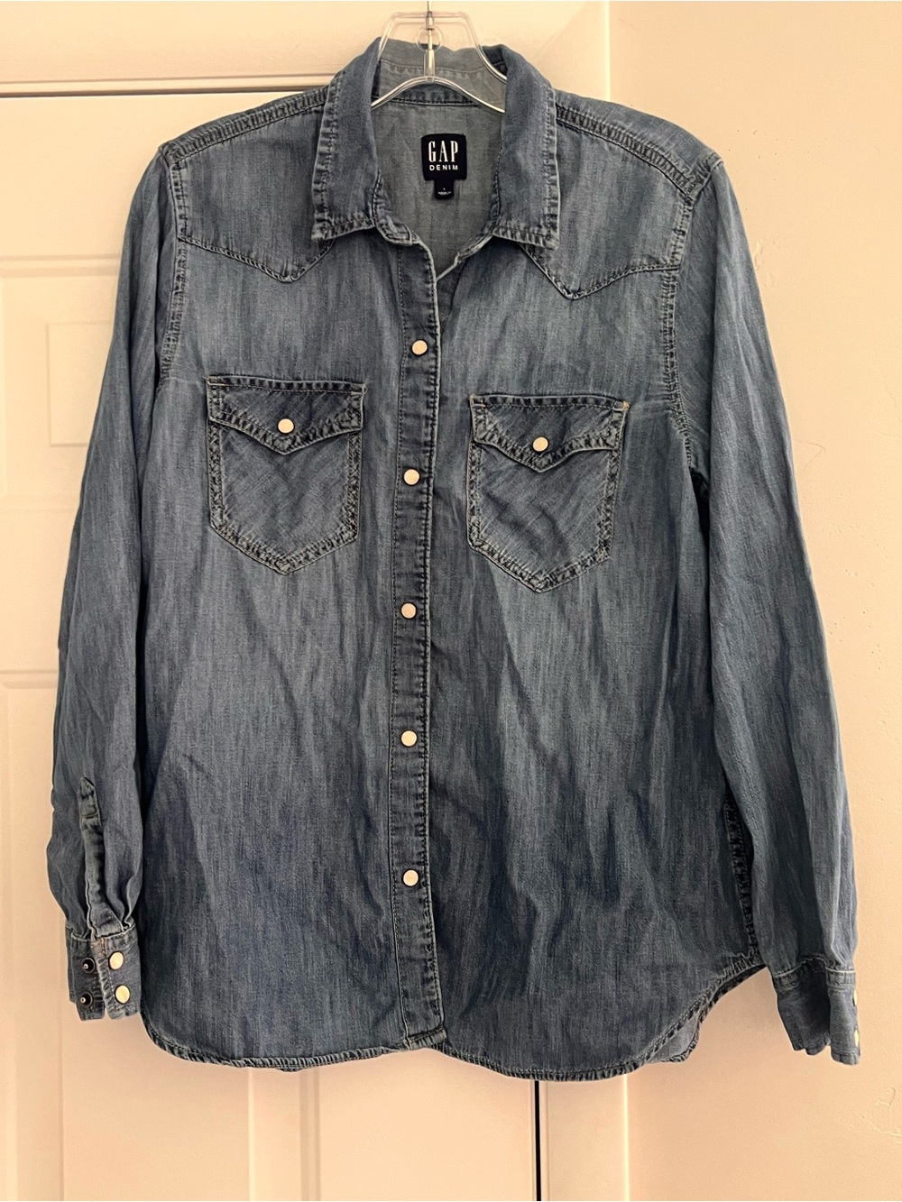 GAP Blue Denim Western-Style Button-Down Shirt